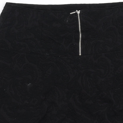 Promod Womens Black Geometric  A-Line Skirt Size 32 in