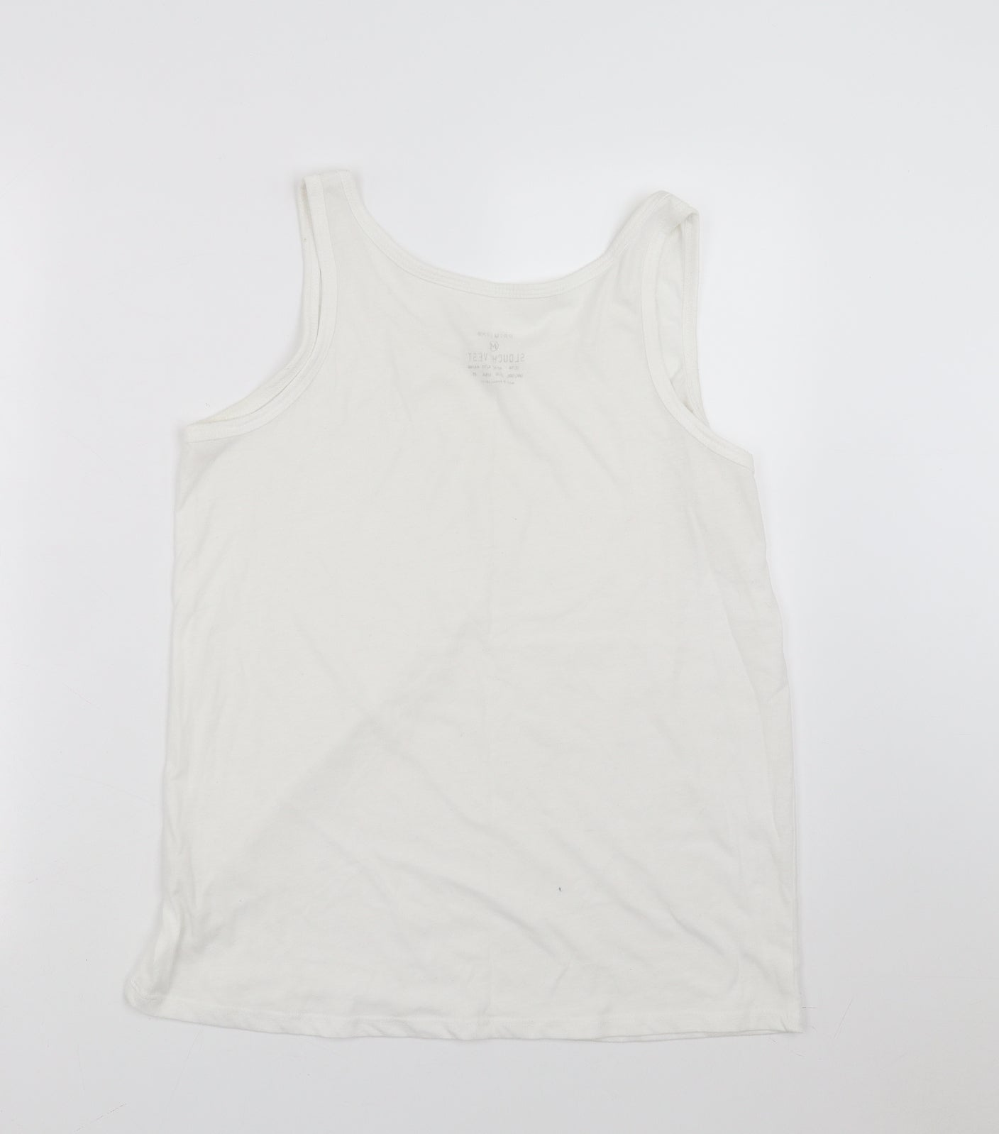 Primark Womens White   Basic Tank Size M  - slouchy fit