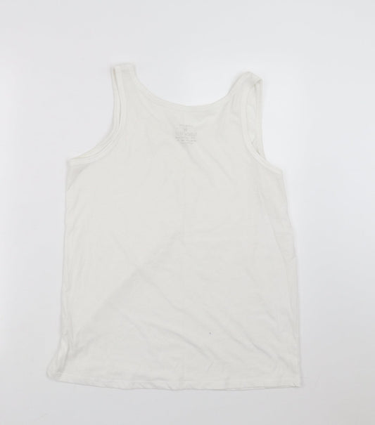 Primark Womens White   Basic Tank Size M  - slouchy fit