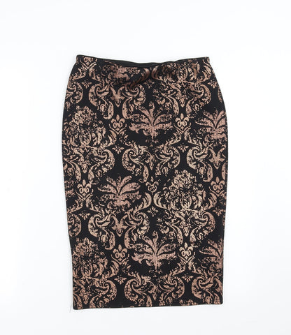 New Look Womens Black Geometric  Straight & Pencil Skirt Size 10