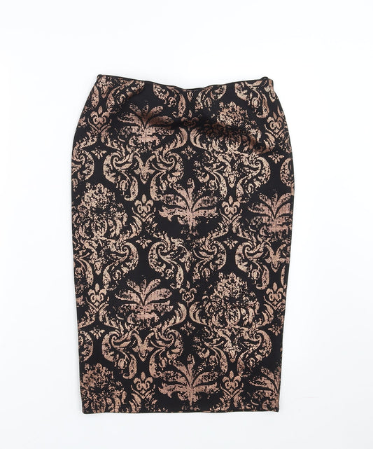 New Look Womens Black Geometric  Straight & Pencil Skirt Size 10