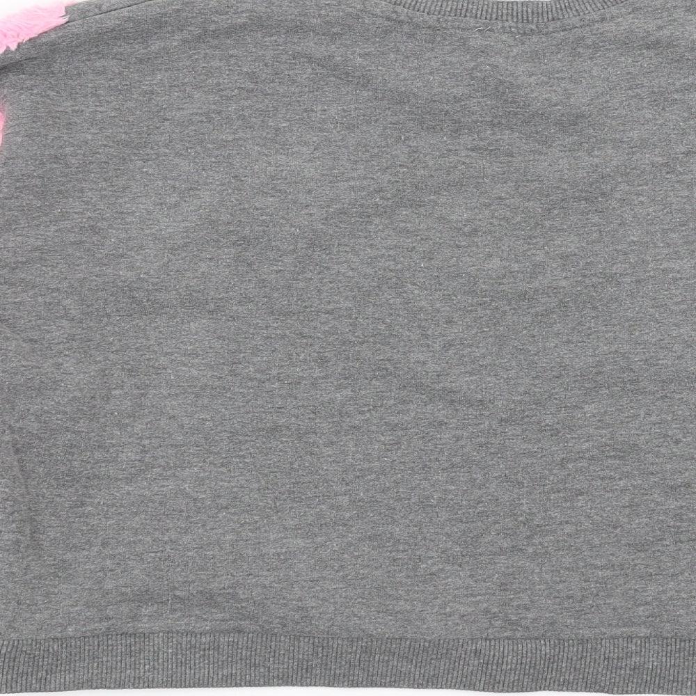 River Island Girls Grey   Pullover Sweatshirt Size 11-12 Years  - fluffy detail