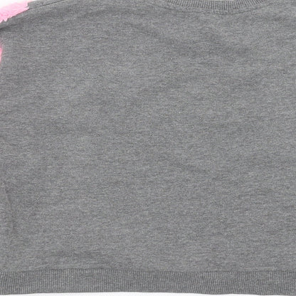 River Island Girls Grey   Pullover Sweatshirt Size 11-12 Years  - fluffy detail