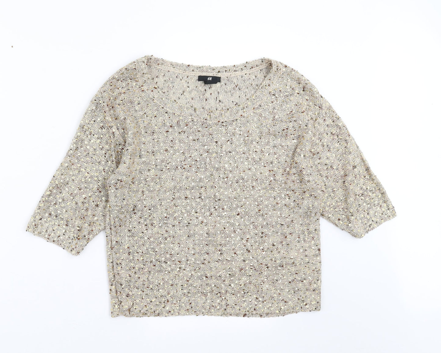 Womens UK Size XS H&M Beige Pullover Jumper