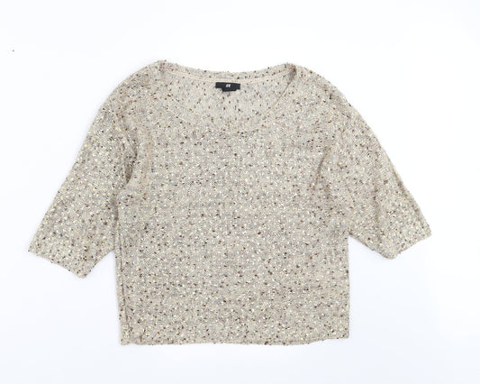 Womens UK Size XS H&M Beige Pullover Jumper