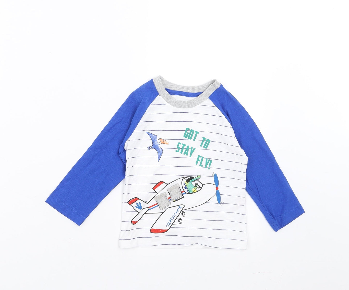 Matalan Baby White Striped  Basic T-Shirt Size 9-12 Months  - got to stay fly