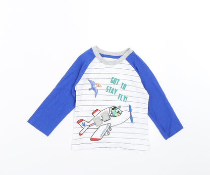 Matalan Baby White Striped  Basic T-Shirt Size 9-12 Months  - got to stay fly