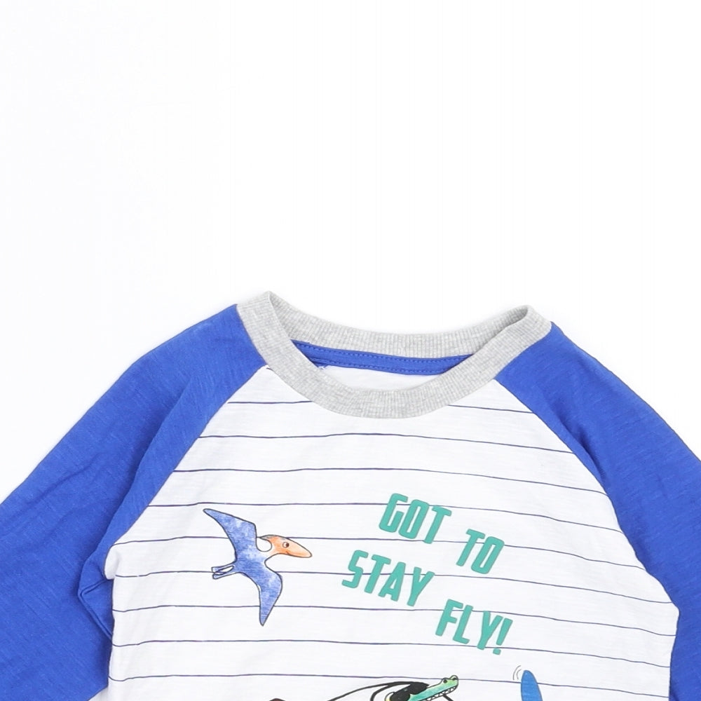 Matalan Baby White Striped  Basic T-Shirt Size 9-12 Months  - got to stay fly