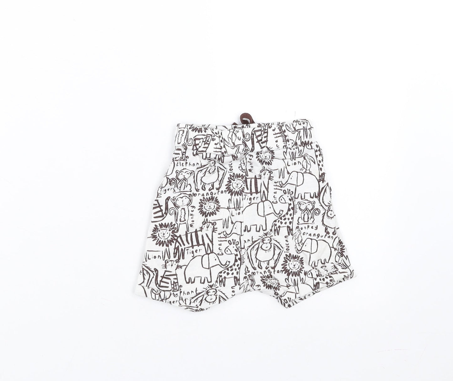 George Baby White   Cropped Trousers Size 9-12 Months  - Elephant Print shorts