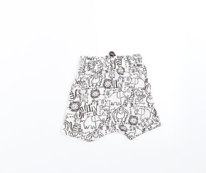 George Baby White   Cropped Trousers Size 9-12 Months  - Elephant Print shorts