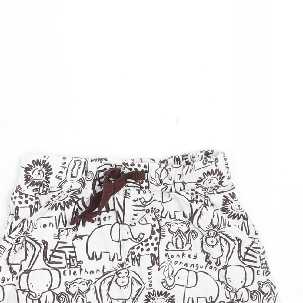George Baby White   Cropped Trousers Size 9-12 Months  - Elephant Print shorts