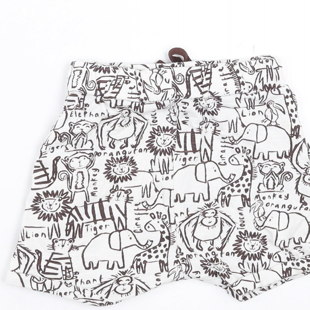 George Baby White   Cropped Trousers Size 9-12 Months  - Elephant Print shorts
