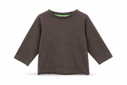 Front view of TU boys’ brown basic t-shirt, size 9-12, months