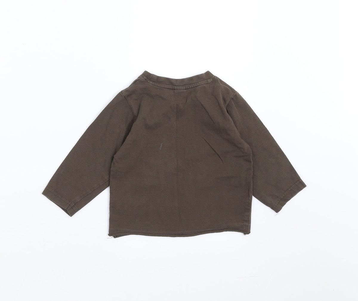 Back view of TU boys’ brown basic t-shirt, size 9-12, months