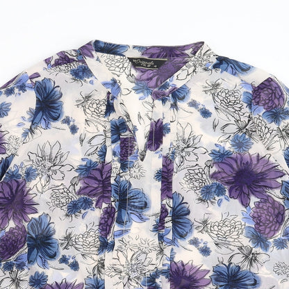 Originals Womens Blue Floral  Basic Blouse Size 16  - sheer