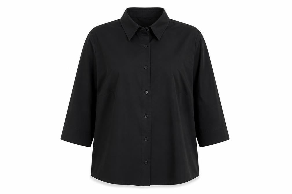 Womens UK Size 16 AMARANTO Black Basic Button-Up