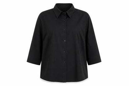 Womens UK Size 16 AMARANTO Black Basic Button-Up