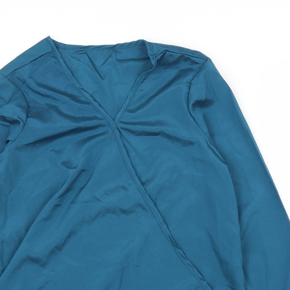 Womens UK Size M Preworn Green Basic Blouse