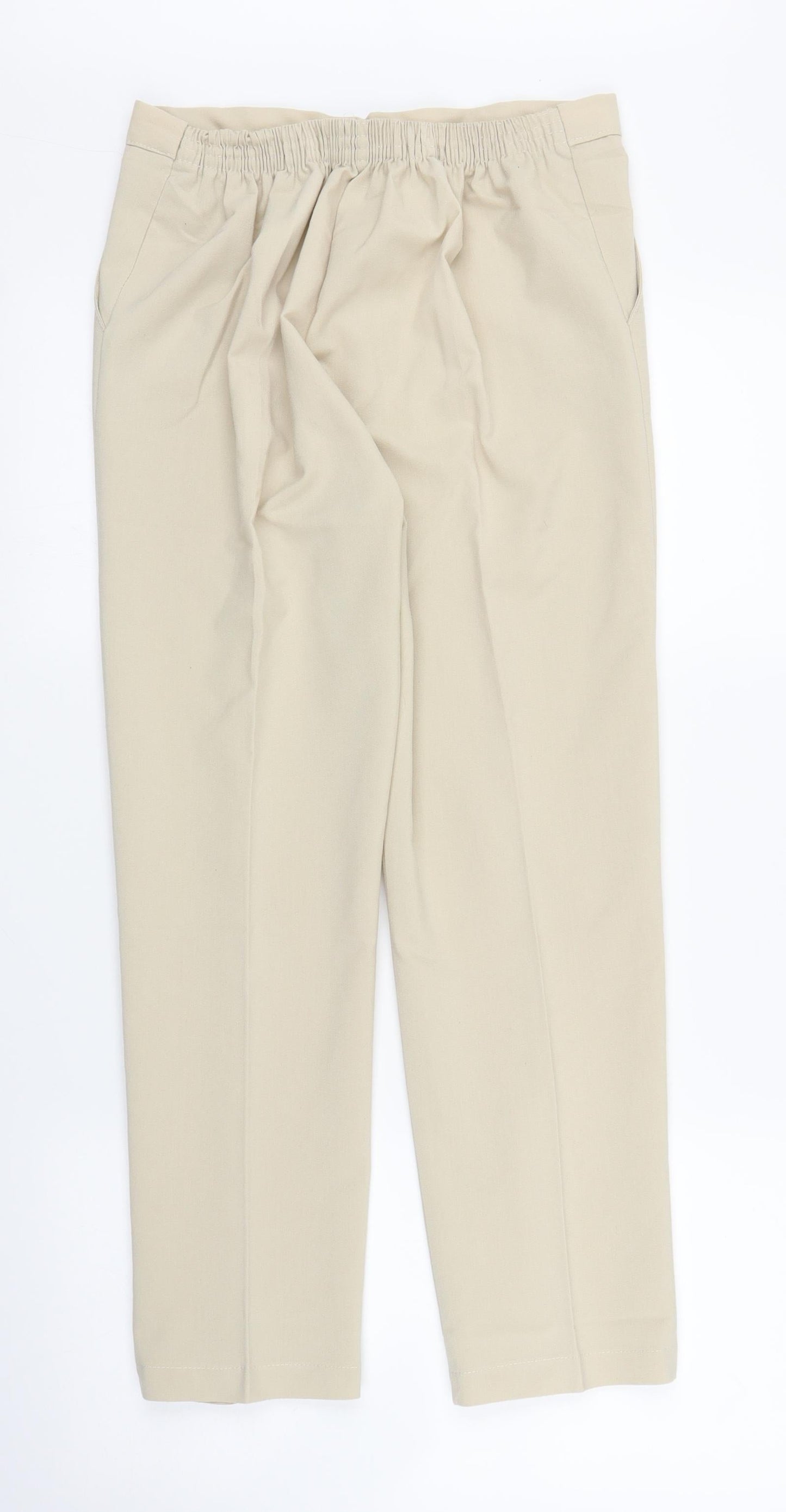 Womens UK Size 12 Preworn Regular Fit Capri Beige Trousers