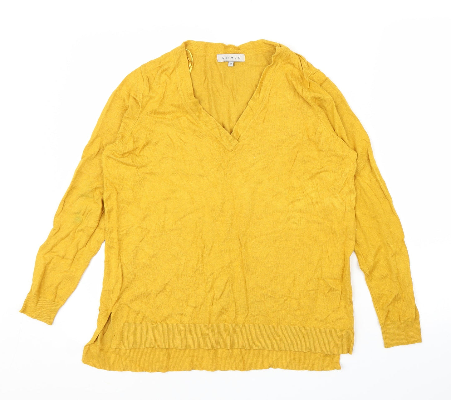 Nutmeg Womens Yellow   Pullover Jumper Size 10