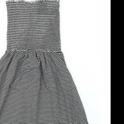 New Look Womens Black Striped  A-Line  Size 10