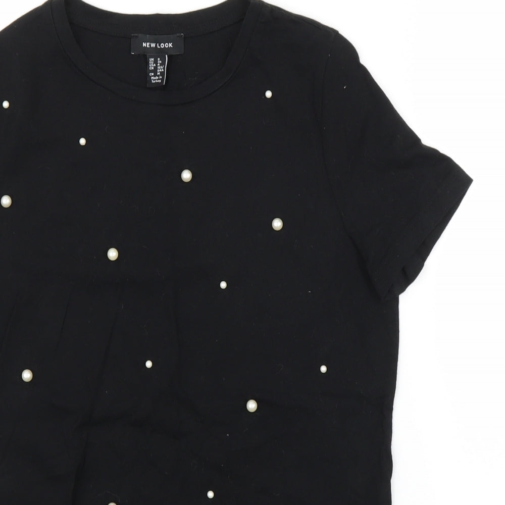 Womens UK Size 8 New Look Black Basic T-Shirt