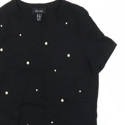 Womens UK Size 8 New Look Black Basic T-Shirt