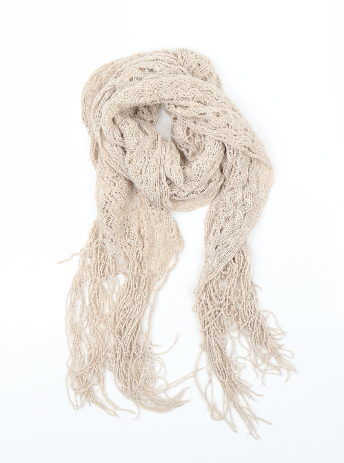 Front view of Preworn unisex beige scarf
