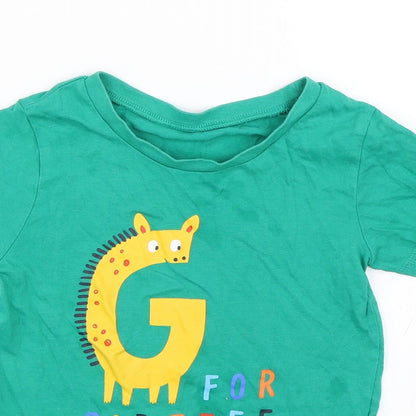 George Boys Green   Basic T-Shirt Size 4-5 Years  - Giraffe