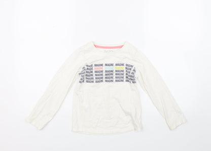 Additional front view of Nutmeg girls’ white basic t-shirt, size 6-7, years