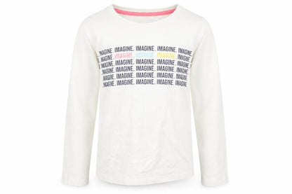 Front view of Nutmeg girls’ white basic t-shirt, size 6-7, years