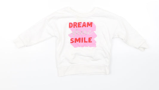 Primark Girls White   Pullover Jumper Size 12-18 Months