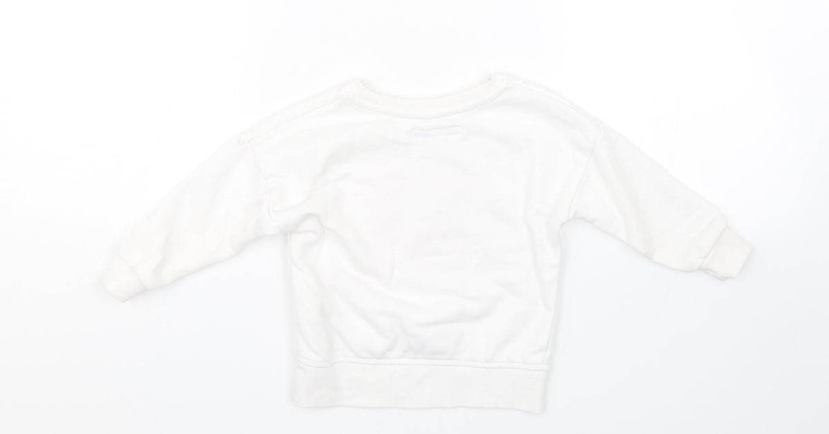 Back view of Primark girls’ white jumper, size 12-18, months