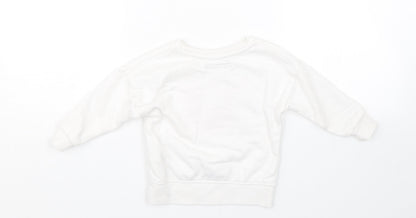 Back view of Primark girls’ white jumper, size 12-18, months