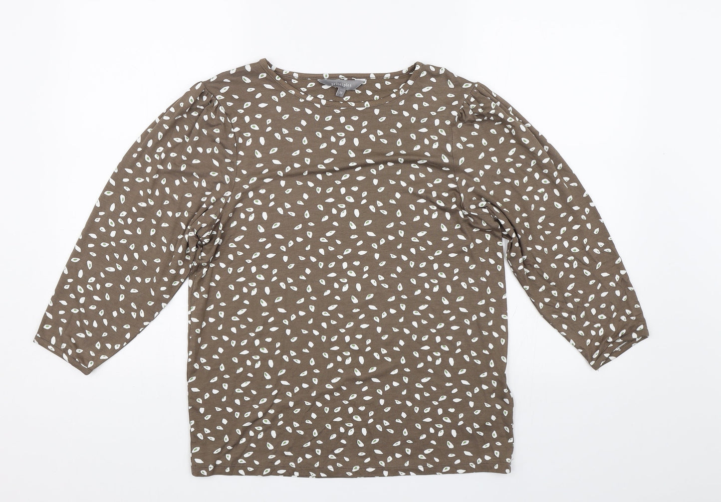 Debenhams Womens Brown Floral  Basic T-Shirt Size 10