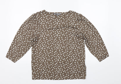 Debenhams Womens Brown Floral  Basic T-Shirt Size 10