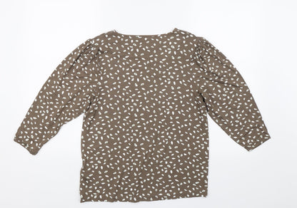 Debenhams Womens Brown Floral  Basic T-Shirt Size 10