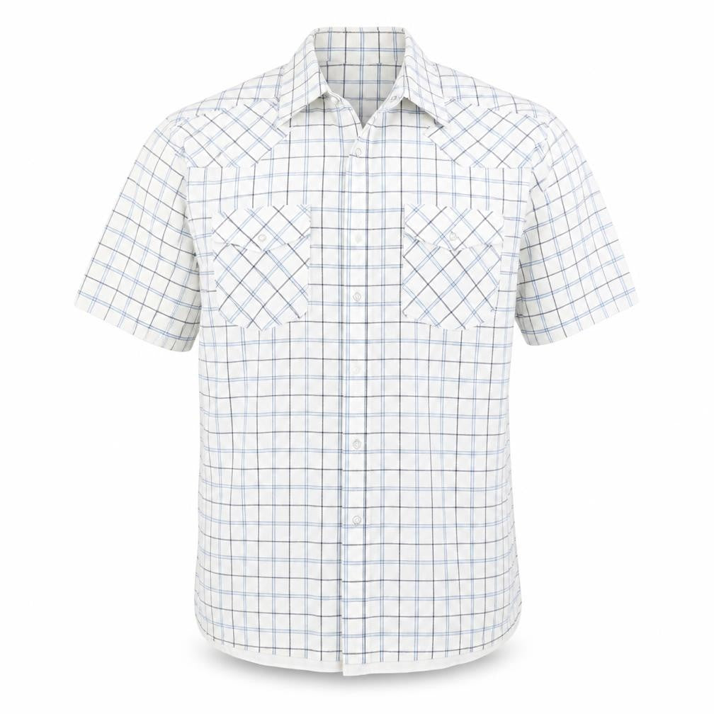 Mens UK Size M Vintage Refined Blue  Button-Up Short Sleeve Casual Shirt