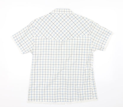 Vintage Refined Mens Blue Check   Button-Up Size M