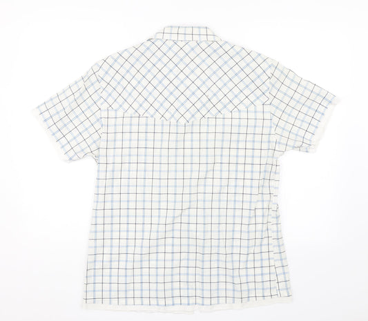 Vintage Refined Mens Blue Check   Button-Up Size M