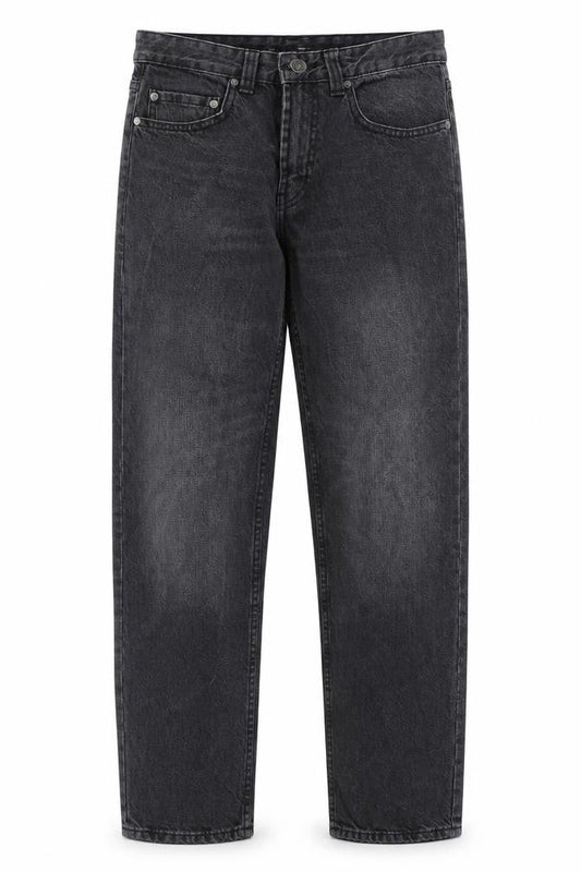Front view of Red Herring women’s black denim mom jeans, size UK 30, 27.5-inch leg