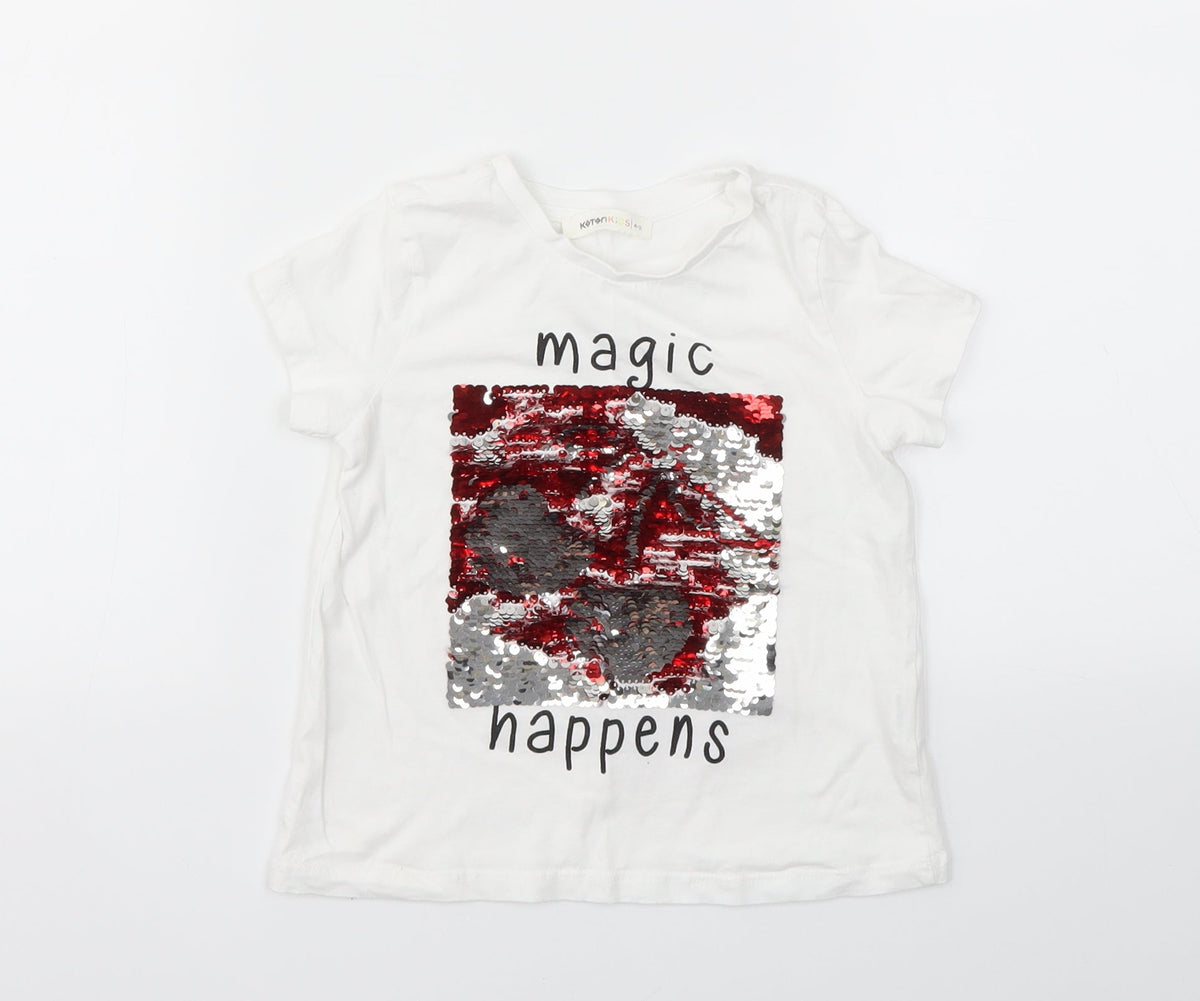 Additional front view of KOTON girls’ white basic t-shirt, size 4-5, years