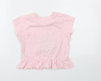 BELIVE Girls Pink Animal Print  Basic T-Shirt Size 3-4 Years