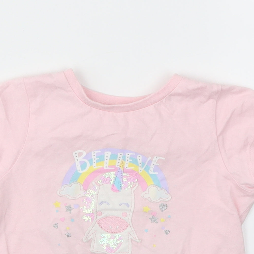 BELIVE Girls Pink Animal Print  Basic T-Shirt Size 3-4 Years