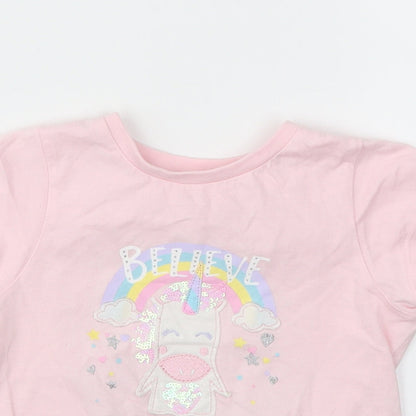 BELIVE Girls Pink Animal Print  Basic T-Shirt Size 3-4 Years