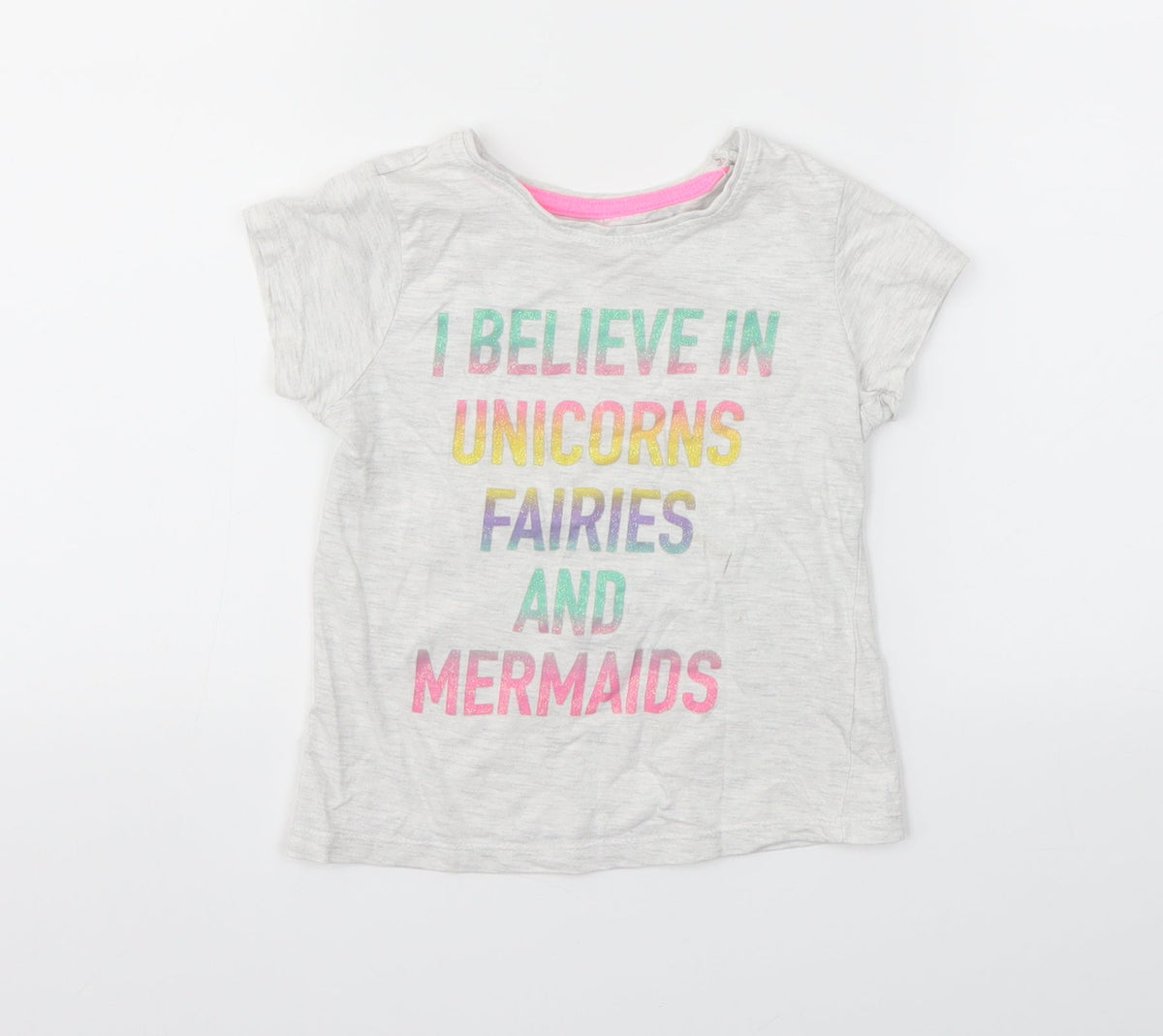 Additional front view of Primark girls’ grey basic t-shirt, size 4-5, years