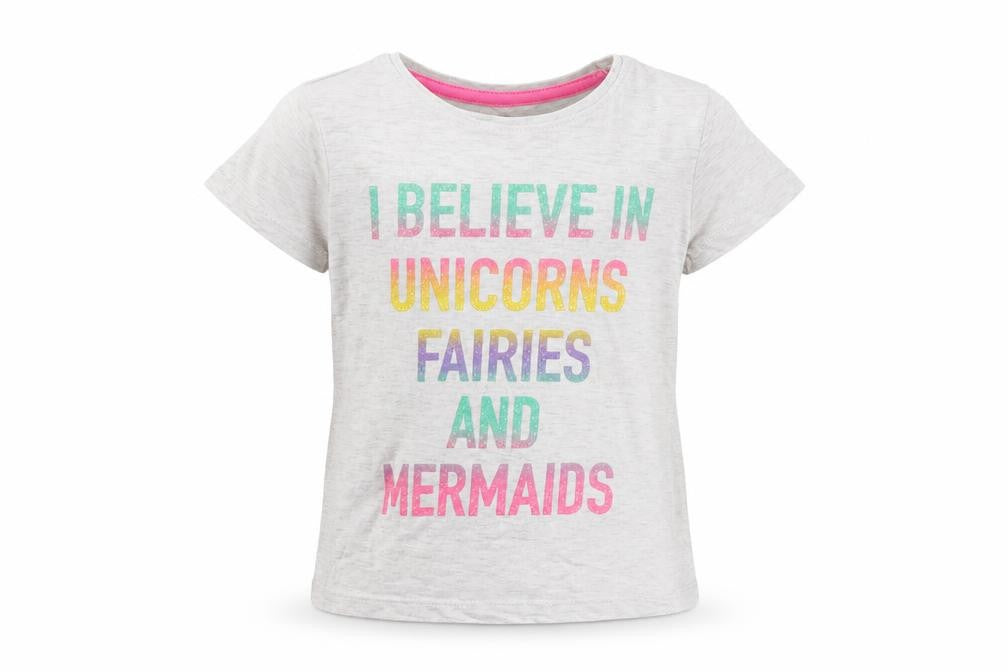 Front view of Primark girls’ grey basic t-shirt, size 4-5, years