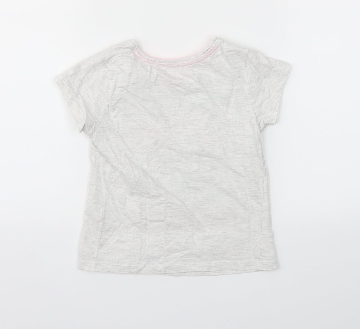 Back view of Primark girls’ grey basic t-shirt, size 4-5, years