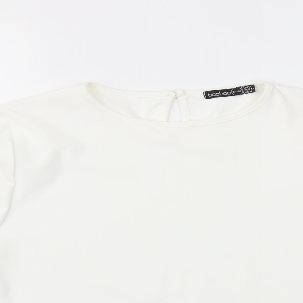 Boohoo Womens White   Basic T-Shirt Size 14