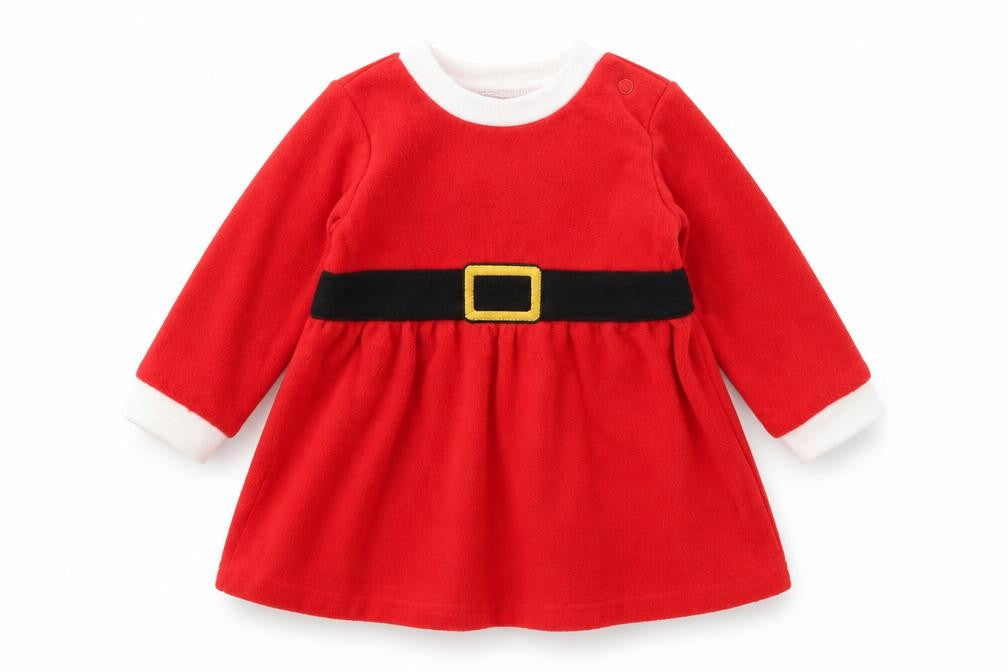 Front view of H&M girls’ red fit & flare, size 6-9, months